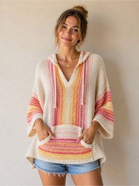 POL Multicolor Knit Top in Pink, Yellow, Cream